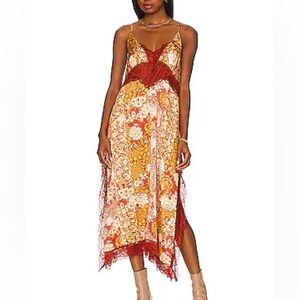 Free People intimately Right Now Midi Slip in Amber Combo M